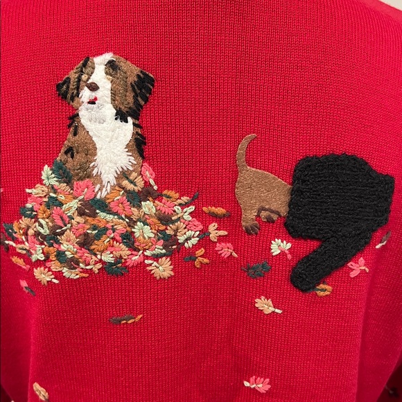 Talbots Vintage Red Cardigan with Dog Embroidery Size SP - Picture 6 of 10
